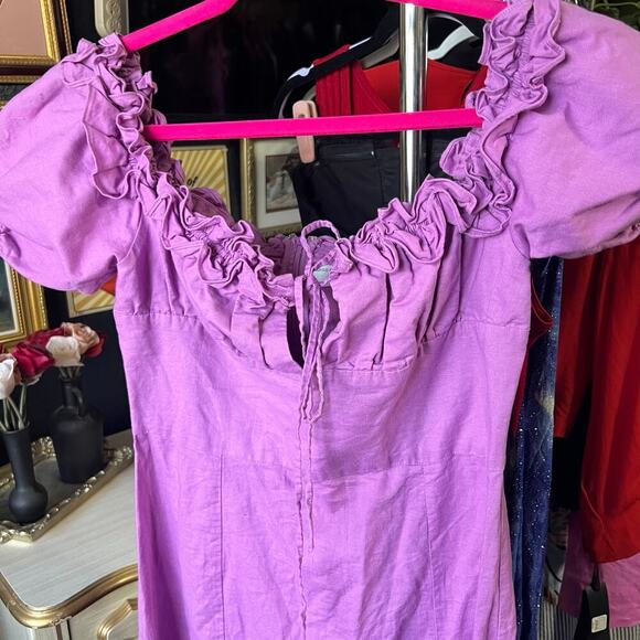 Miss Circle Quinley Lilac Linen Midi Dress - Picture 6 of 15